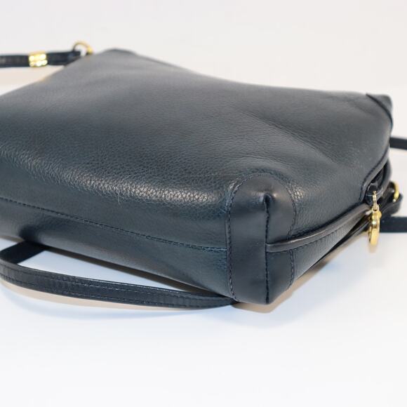 Vintage Gucci Navy Blue Pebbled Leather Crossbody Bag GG Plus Line Refreshed - Picture 4 of 7